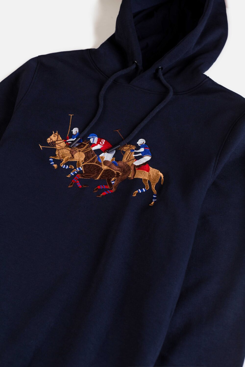 RL Premium Imported Fleece Triple Pony Hoodie – Navy Blue