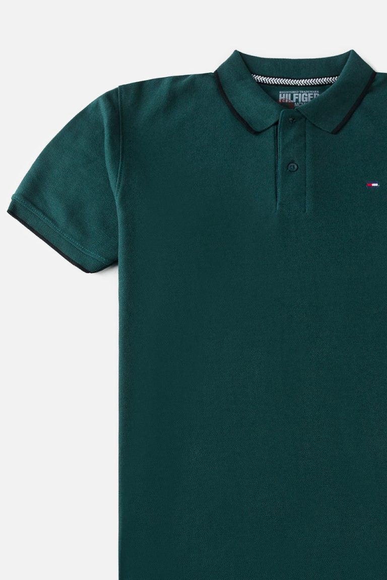 TM Tipped Cotton Polo shirt – Forest Green