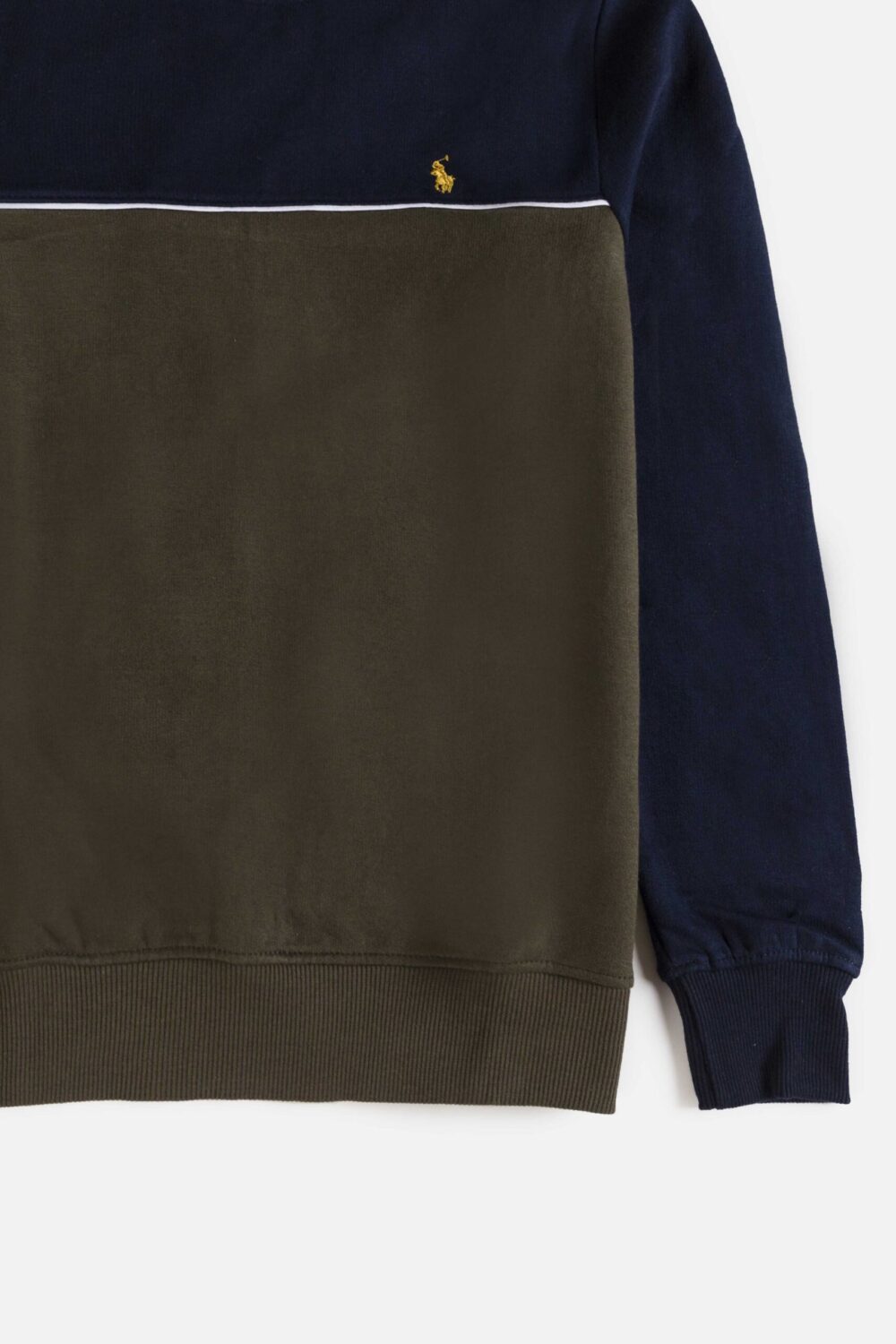 RL Premium Cotton Fleece Sweatshirt – Paneled Navy Blue With Green