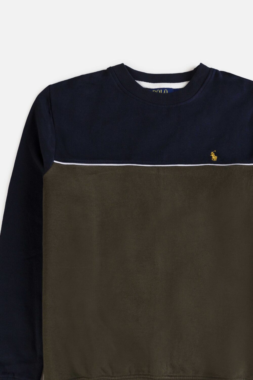 RL Premium Cotton Fleece Sweatshirt – Paneled Navy Blue With Green