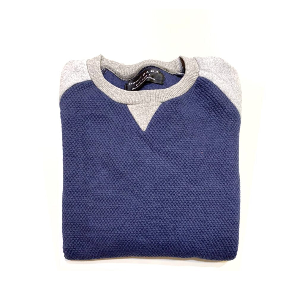 ZR Premium Cotton Terry Sweatshirt -Padded Blue With Grey