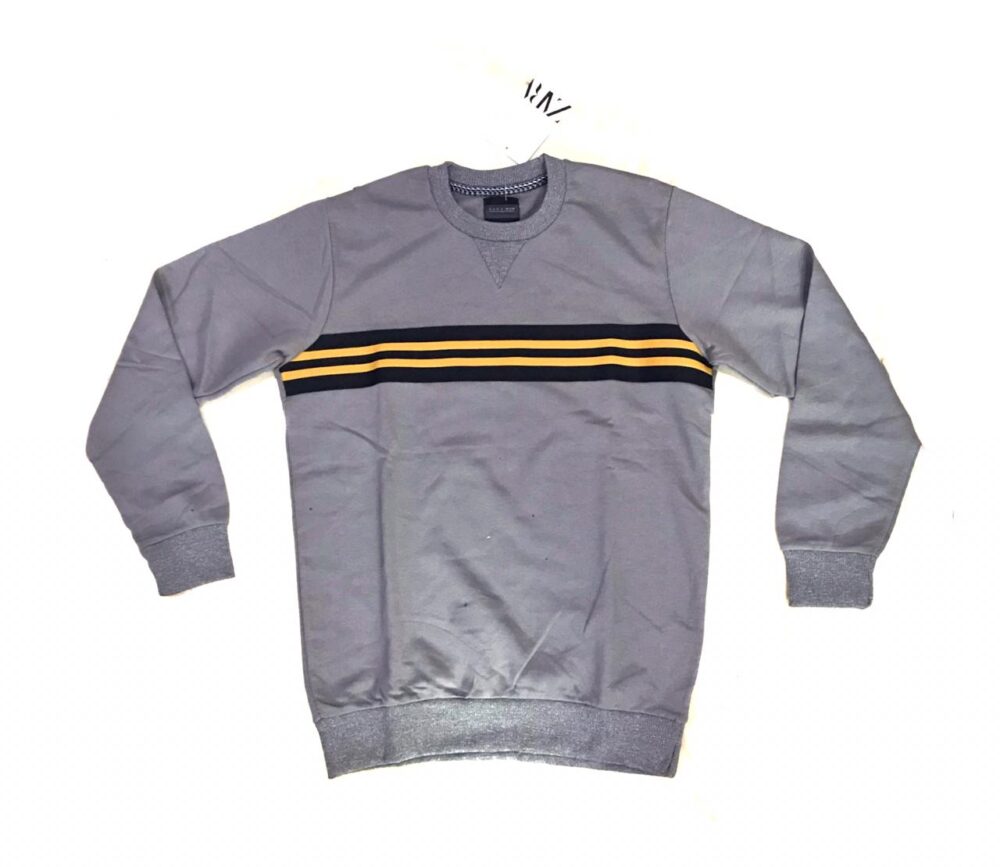 ZR Premium Cotton Terry Sweatshirt – Grey With Black & Yellow Stripes