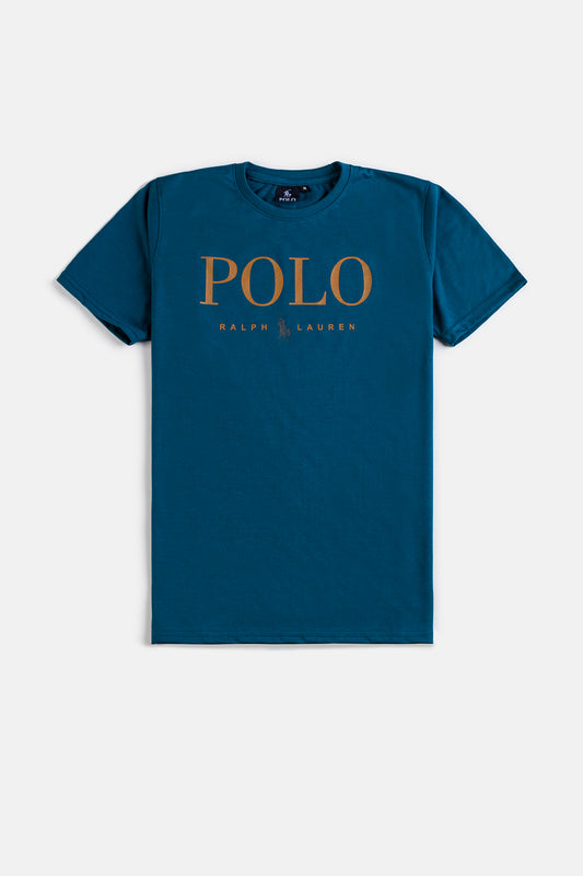 RL Premium Cotton Print T Shirt – Aqua Blue