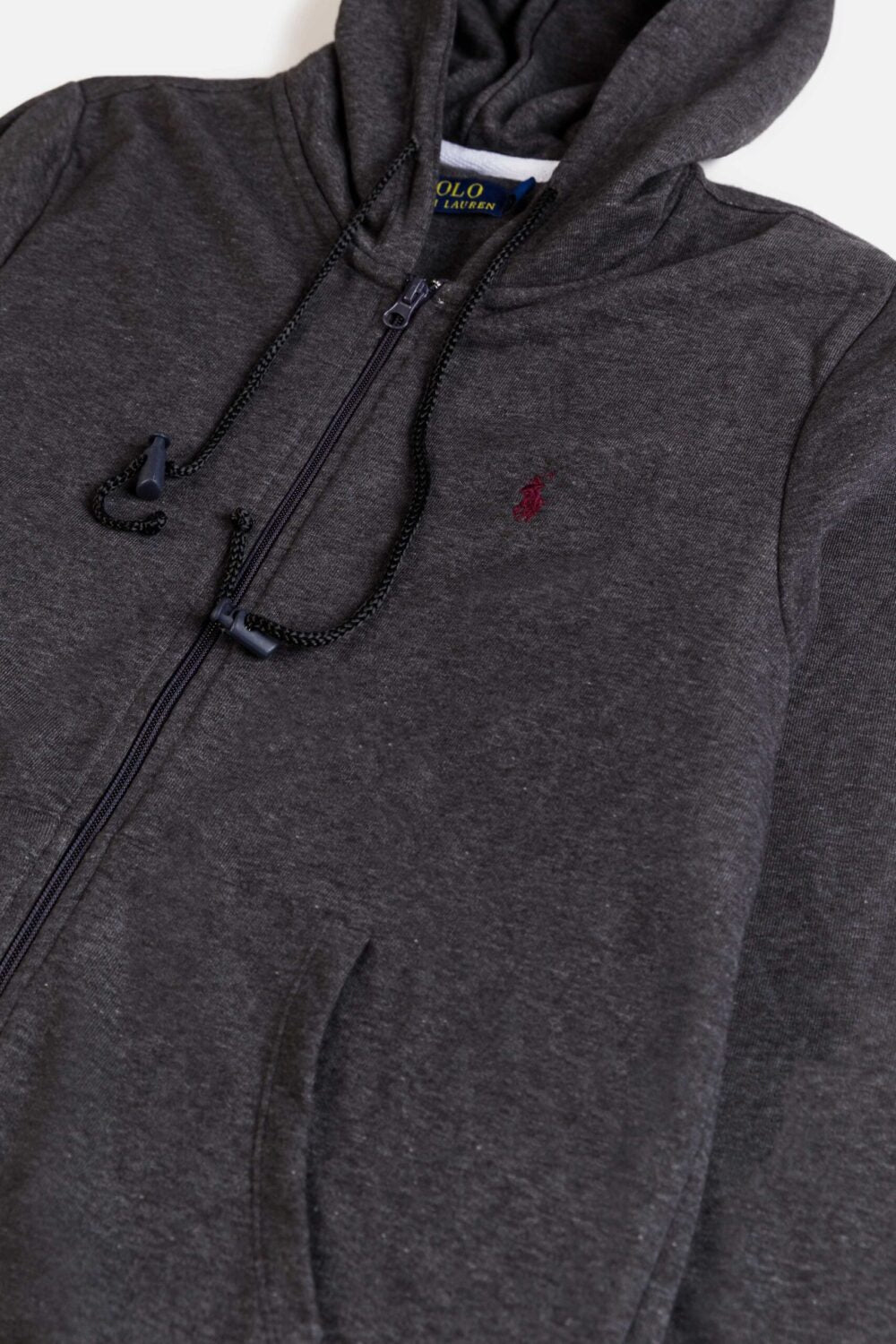 RL Premium Fleece Basic Hoodie – Charcoal With Red Pony