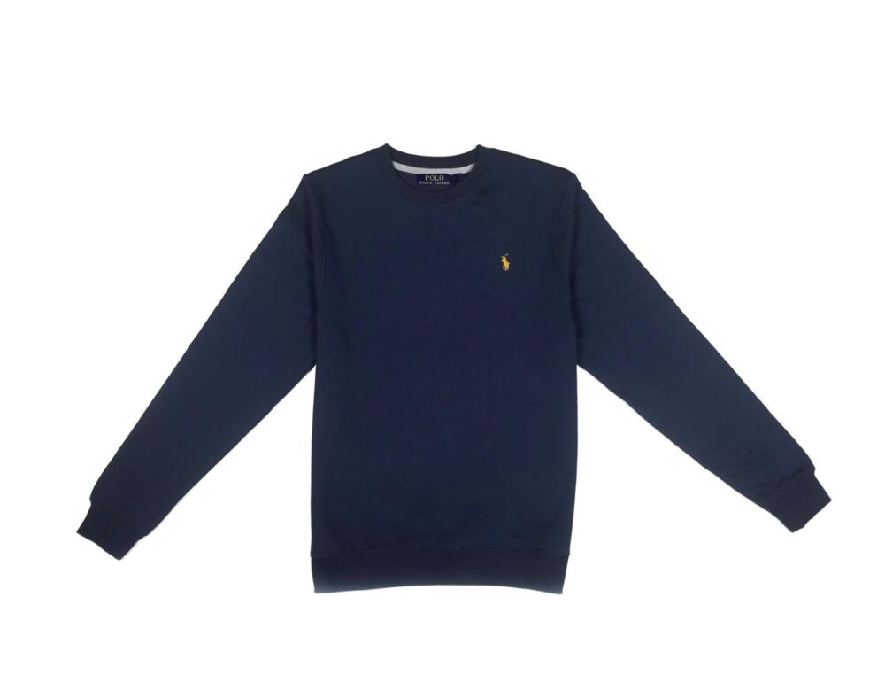 RL Premium Cotton Terry Sweatshirt – Navy Blue With Gold Pony