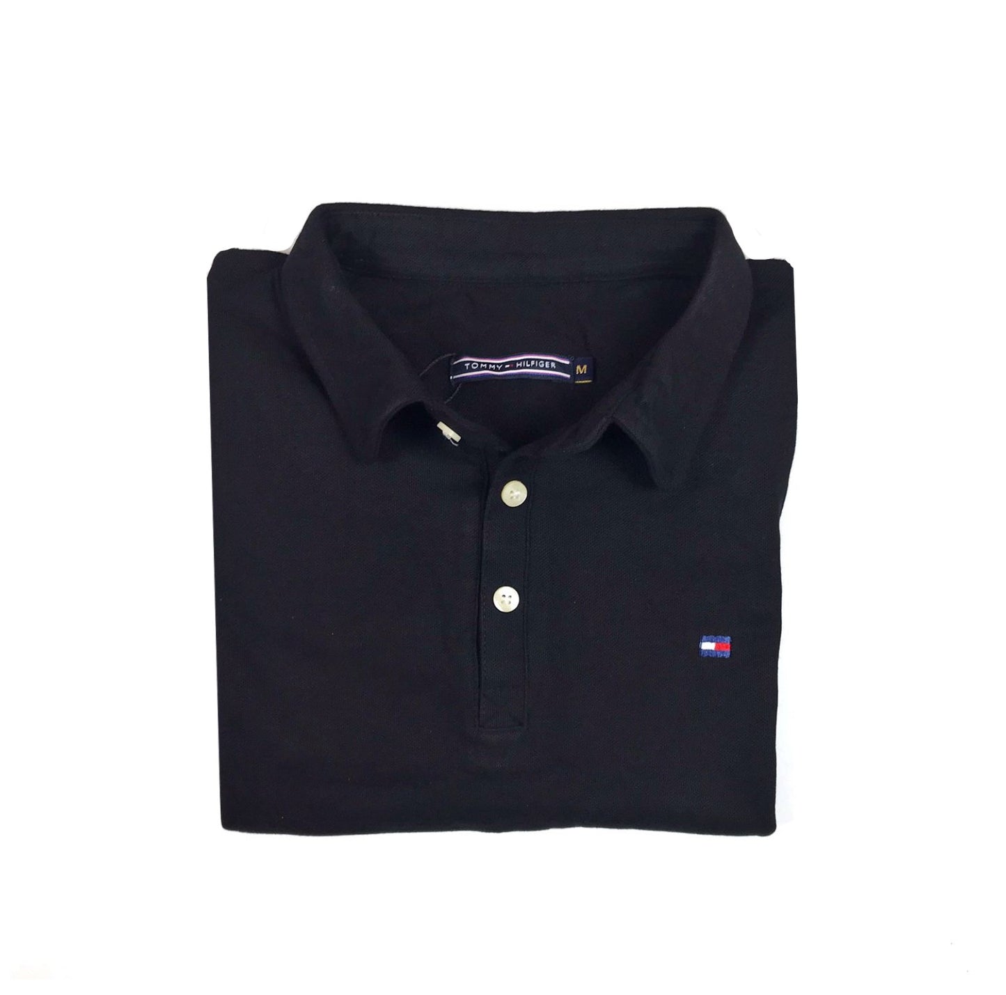 Tommy Self Collar Pique Polo shirt – Black